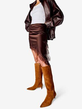 Vince Camuto Iannez Cognac Suede Boot Sz 7 (Medium Width, Standard Calf)